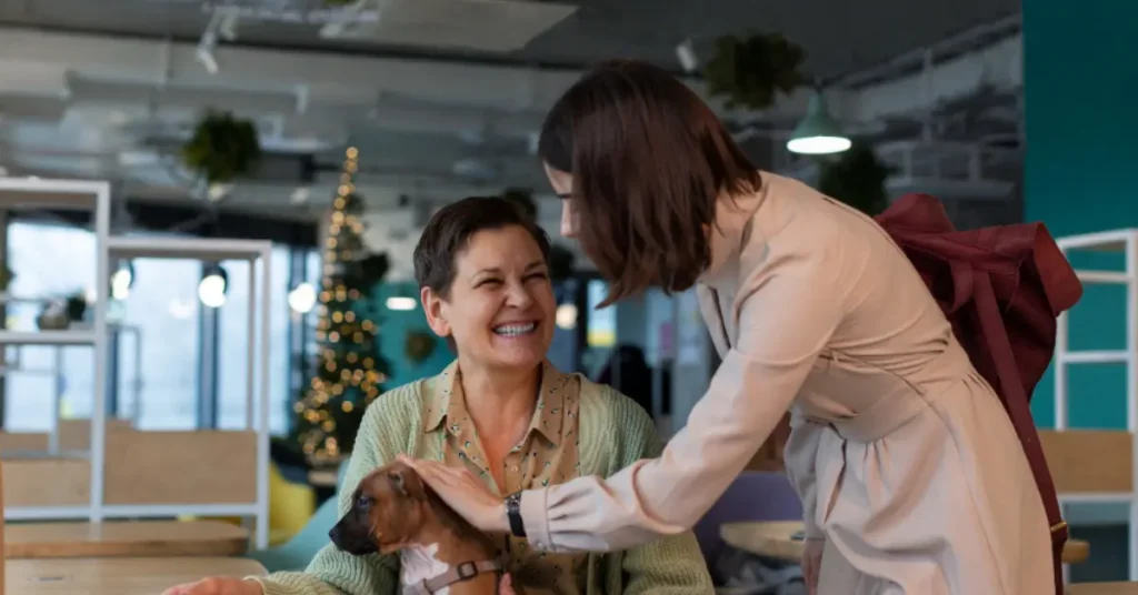 Professional caregivers assisting with daily activities at home.