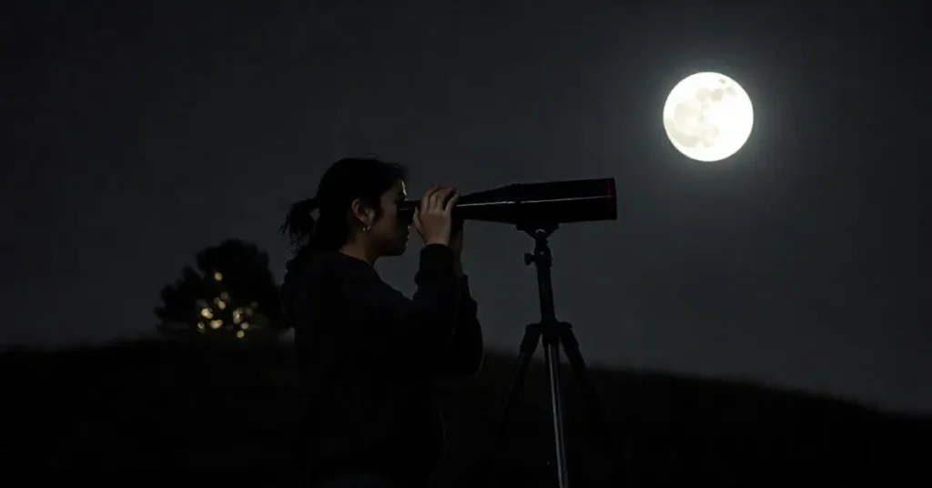 Full Moon January 2025 visible in the night sky with clear details of its illuminated surface.