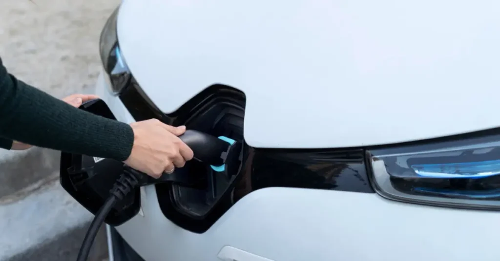 Electric cars charging at a station in Canada