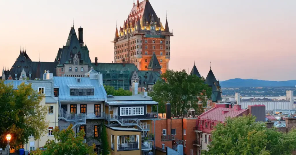 A panoramic view of Old Quebec with the Chateau Frontenac in the background