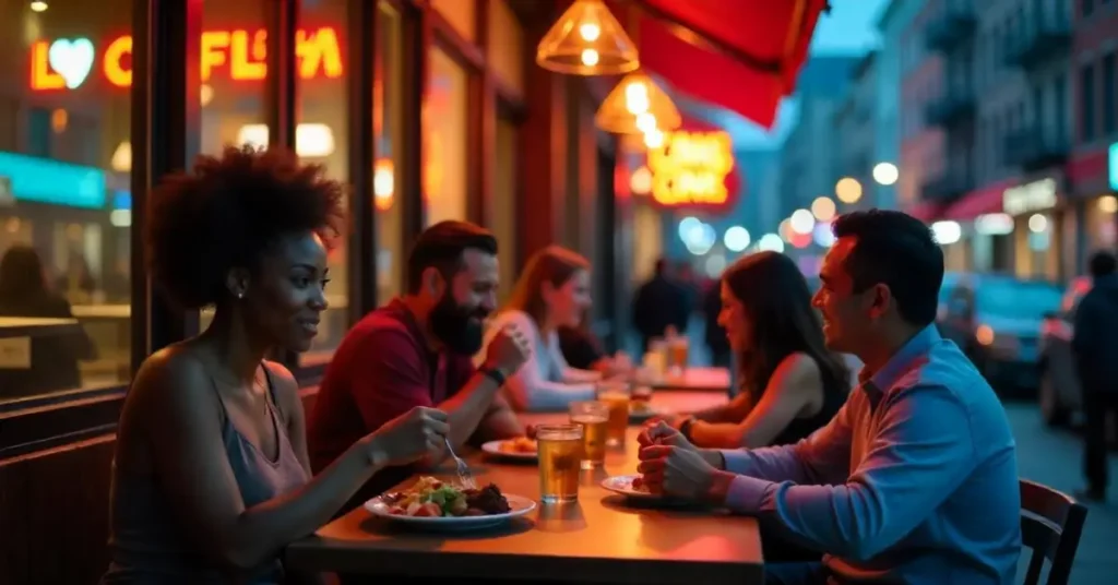A view of a restaurant in Montreal.